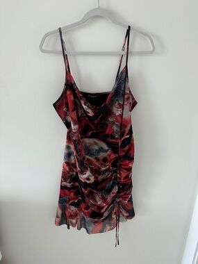 Simplee Apparel Red and Black Abstract Mini Dress